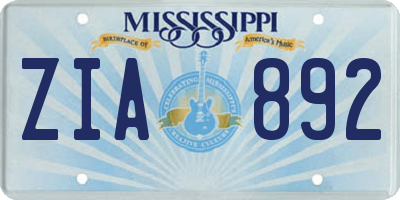 MS license plate ZIA892