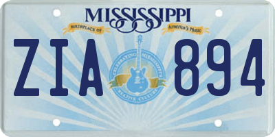 MS license plate ZIA894