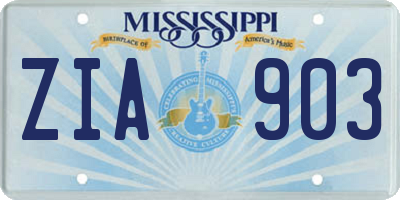 MS license plate ZIA903