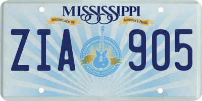 MS license plate ZIA905