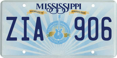 MS license plate ZIA906