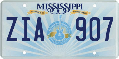 MS license plate ZIA907