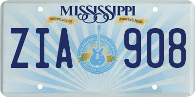 MS license plate ZIA908