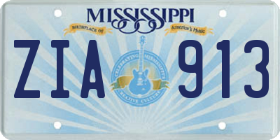 MS license plate ZIA913