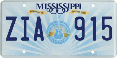 MS license plate ZIA915