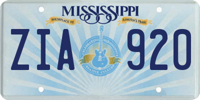 MS license plate ZIA920