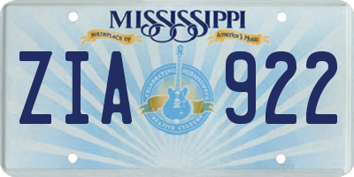 MS license plate ZIA922