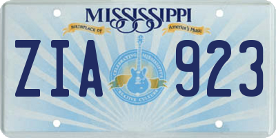 MS license plate ZIA923