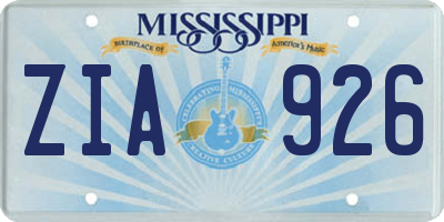 MS license plate ZIA926