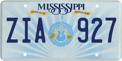 MS license plate ZIA927