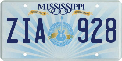 MS license plate ZIA928