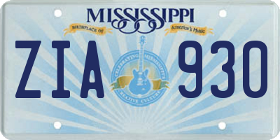 MS license plate ZIA930