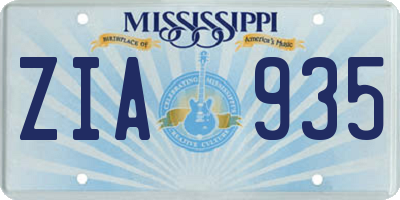MS license plate ZIA935