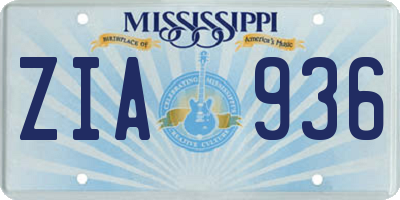 MS license plate ZIA936