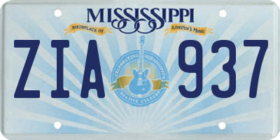 MS license plate ZIA937