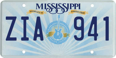 MS license plate ZIA941