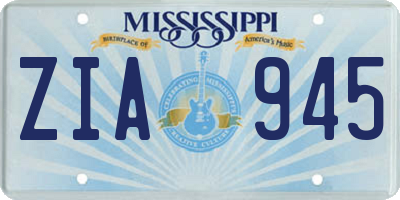 MS license plate ZIA945