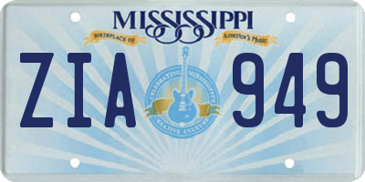 MS license plate ZIA949