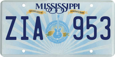 MS license plate ZIA953