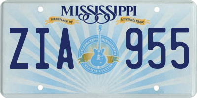 MS license plate ZIA955