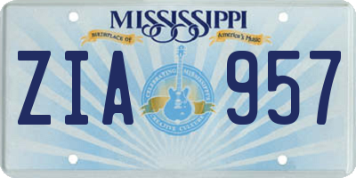 MS license plate ZIA957