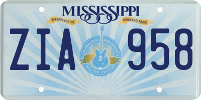 MS license plate ZIA958