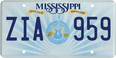 MS license plate ZIA959