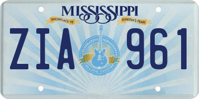 MS license plate ZIA961