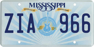 MS license plate ZIA966