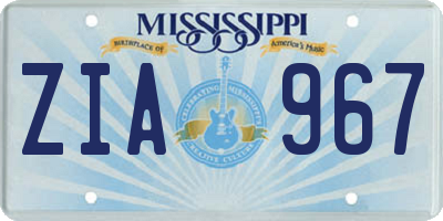 MS license plate ZIA967