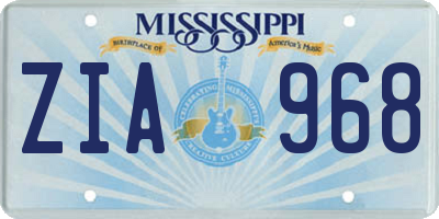 MS license plate ZIA968