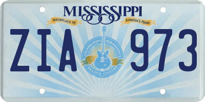 MS license plate ZIA973