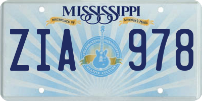 MS license plate ZIA978
