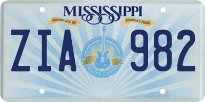 MS license plate ZIA982