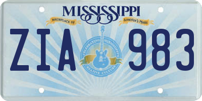 MS license plate ZIA983