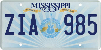 MS license plate ZIA985