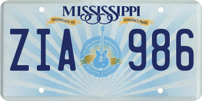 MS license plate ZIA986