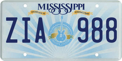 MS license plate ZIA988
