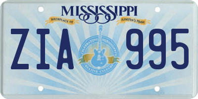 MS license plate ZIA995
