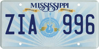 MS license plate ZIA996