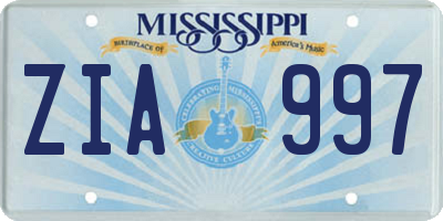 MS license plate ZIA997