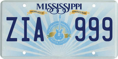 MS license plate ZIA999