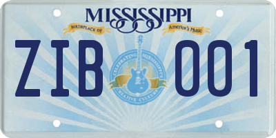 MS license plate ZIB001