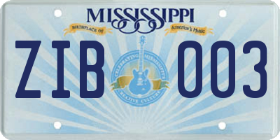 MS license plate ZIB003