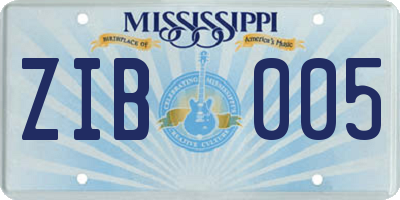 MS license plate ZIB005