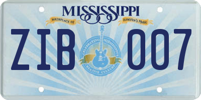 MS license plate ZIB007