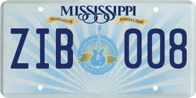 MS license plate ZIB008