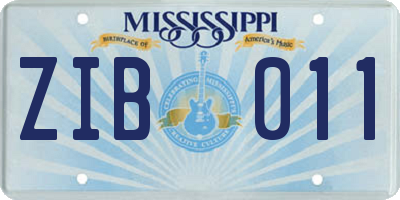 MS license plate ZIB011