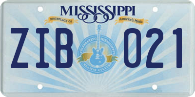 MS license plate ZIB021