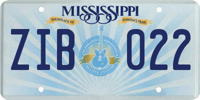 MS license plate ZIB022